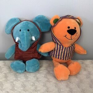 Splushy Elephant Teddy Bear Bath Toy Plush Stuffed Animal Orange Blue Stripes